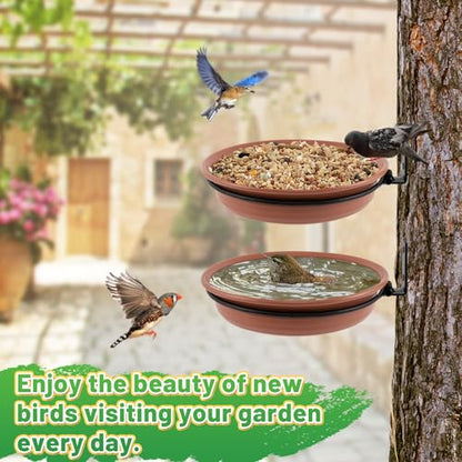 Alphatool Fence Bird Feeders Tray, 8.3'' Dia., Brown, 2 Pcs - color: Brown, size: 2pcs