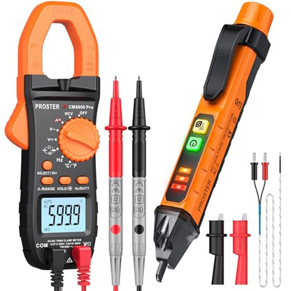 Proster Electrical Test Tool - TRMS Clamp Meter 6000&NCV Voltage Tester Pen