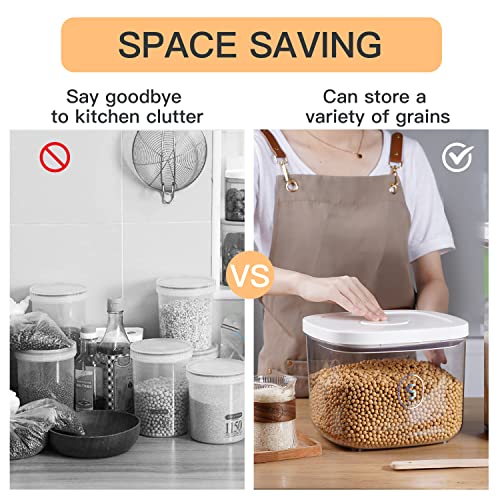 10 Lbs Storage Container Bin Rice Dispenser with Measuring Cup Food Cereal Container Bins Household for Kitchen Pantry Organization - color: AY-5KG-WHITE