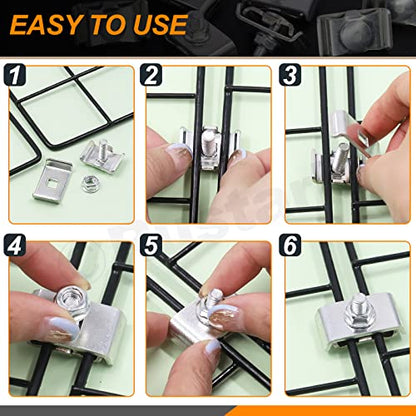 Stainless Steel Gridwall Joining Clip Connectors - 30 Sets, Panel Joining Clips, Wall Clamps for Grid Panels