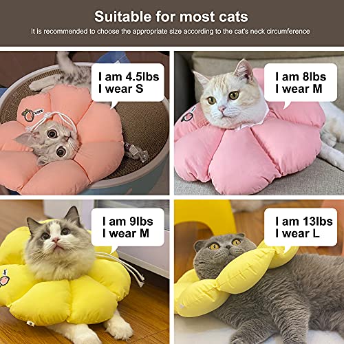 HiDREAM Cat Cone Collar,Cute Waterproof Elizabethan e Collar for Cats,Anti-Bite Lick Wound Healing Safety Cat Recovery Collar,All-Season Style - color: Pink flowers, size: Large