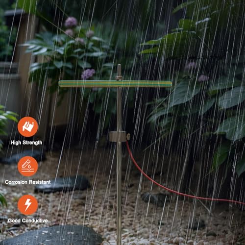 Copper Grounding Rod for Electric Fence & Generator - Portable Ground Rod with Clamp, T-Handle & Wrench, Heavy Duty Grounding Kit for Pool Pump, Antennas, Satellite Dishes - Grounding Bar Accessory