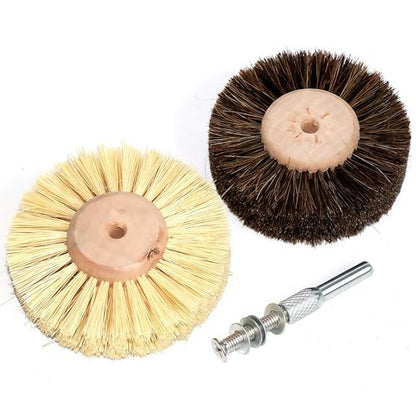 2-Piece Set of Horsehair Brushes, polishing Wheels, Woodworking Furniture, Rotating Drilling Tools (Color: 2-Piece Horsehair Brushes)