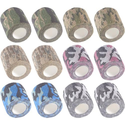 IndigoCase 12 Pack Self Adhesive Bandage Wrap 2 Inch x 5 yd Elastic Tape - color: Camo-mix, size: 2 Inch - 12 Pack