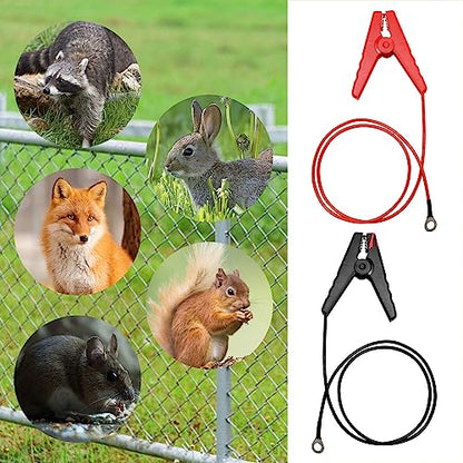 2Pcs Electric Fence Lead Wire Set with Alligator Clip, Solar Electric Fence Connector, Agricultural Electric Fence Wire Connect, Fencing System Wire (Red + Black)