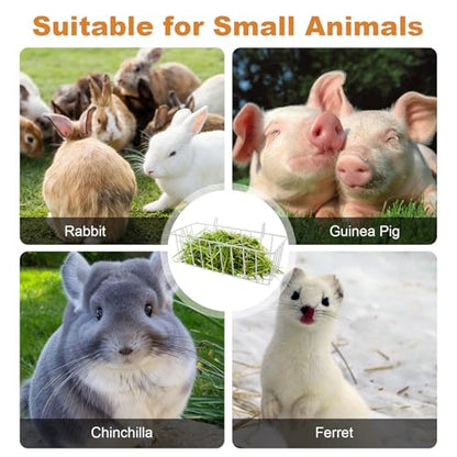 6 Pack Rabbit Hay Feeder 9x4x3 Inch Heavy Duty with Hooks, White - color: White