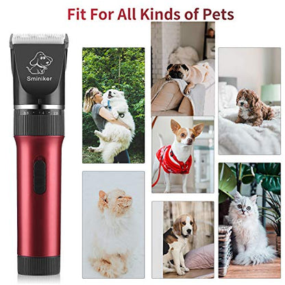 Sminiker Low Noise Horses Clippers Rechargeable Cordless Pet Clippers Grooming Kit with Storage Bag 5 Speed Professional Animal Clippers Pet Grooming Kit