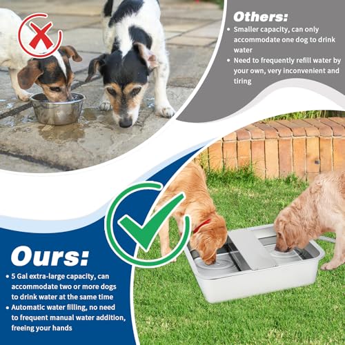 BWOGUE 5 Gal Automatic Dog Water Dispenser, Stainless Steel Bowl for Dogs - size: 5 Gal