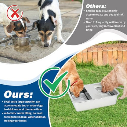 BWOGUE 5 Gal Automatic Dog Water Dispenser, Stainless Steel Bowl for Dogs - size: 5 Gal