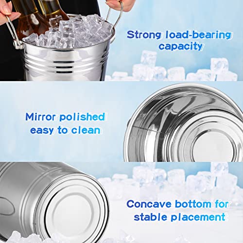Mumufy 6 Pcs 3.3 Qt / 3 L Champagne Ice Buckets Stainless Steel Ice Bucket with Handles,Drink and Wine Chiller Great for Home Bar Club Party Supplies, Chilling Champagne and Sparkling Wine (Silver) - color: Silver