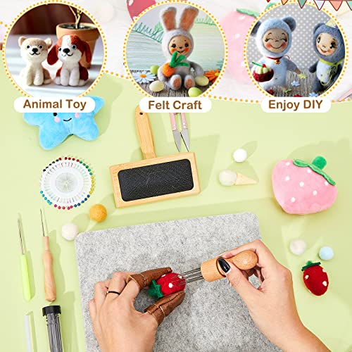 41 Pieces Needle Felting Kit Tools with Hand Wool Carders Needles Felting Pad Mat Supplies for DIY Wool Projects