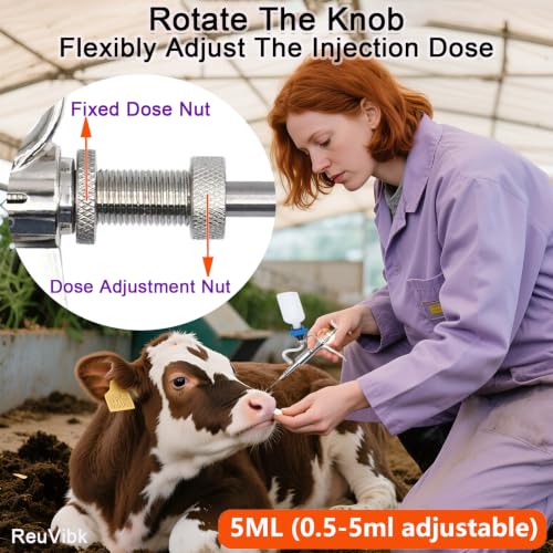 5ml Continuous Self-Refilling Livestock Syringe, 10 Needles Included