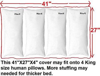 Dogbed4less DIY Durable Blue Denim Pet Bed External Duvet Cover and Waterproof Internal Case for 41"X27"X4" Large Dog Bed - Replacement Covers only - size: 41"X27"X4" Large