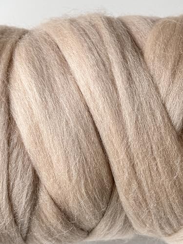 Cream Beige Wool Roving, 8 OZ. Best Wool for Needle Felting, Wet Felting, Handcrafts and Spinning - color: Cream Beige