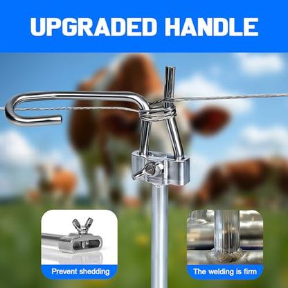 Fence Wire Tightener, 1Pcs Tighteners Handle and 20Pcs 6mm Fence Wire Tightener Clips, 1/4" Barb Wire Fencing Tools Wire Tensioning Tool for Wire Fence Farm Garden