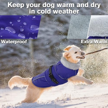 Lelepet Dog Coat Waterproof Dog Jacket Fleece Vest with Adjustable Buckle - color: Blue, size: S