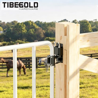 2 Way Gate Latch, Heavy Duty Two Way Farm Gate Latch, Black Anti-Sag Fence Gate Latch, Lockable Gravity Latch Gate Hardware for Fences, Metal Gates, Farm, Horse Corrals, Ranches, 2 Pack