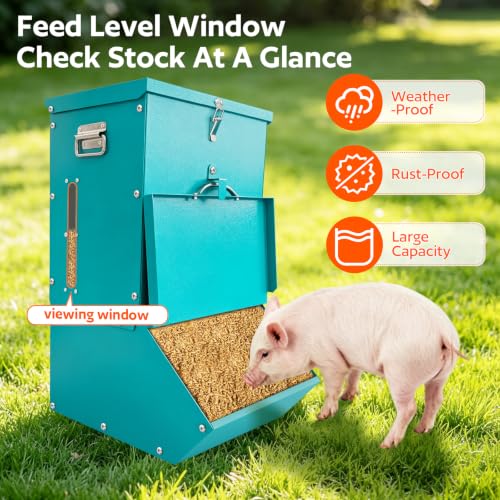 Single Door Hog Feeder, 2.2 Bushel Capacity Pig Feeder - size: 2.2 Bushel