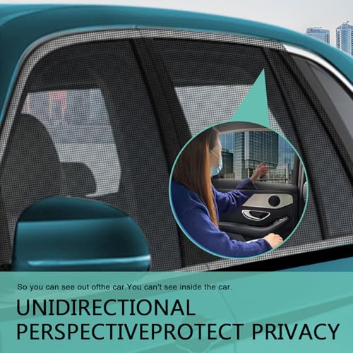 4 PCS Car Window Sunshade, Double Layer Sunscreen Ventilation Breathable Isolation Mesh, Summer Essentials Foldable and Convenient Storage Accessories for Most Cars (Black)