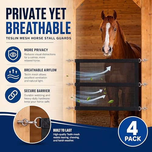 Zonon 4 Pack 29" x 20" Breathable Mesh Stall Guards for Horses