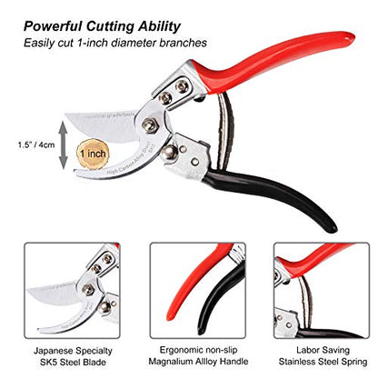 TONMA 8.2" Garden Shears, Made in Japan, Pruning Shears for Gardening, TP-2 | 1" Cut Capacity, Professional Garden Scissors Clippers with a Non-Slip Grip, Heavy Duty Japanese Bypass Hand Pruners Loppers - size: 8.2 inches