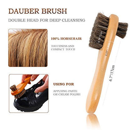 TAKAVU Shoe Shine Kit 4pcs, 100% Horse Hair, Polish & Crepe Suede Brush
