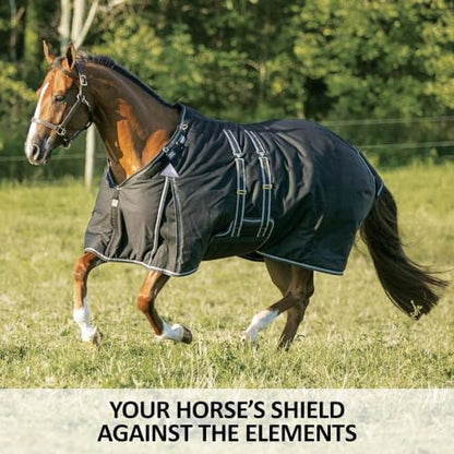 Challenger II V-Free Adjusta-Fit Closed Front Bellyband Turnout Blanket | Wither Relief | Waterproof & Windproof Horse Blankets | Winter Horse Blanket - size: 68, style: Heavyweight (380 gm)