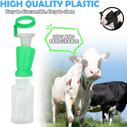 DQITJ 2 Pack Teat Dip Cup Non Reflow Nipple Cleaning Disinfection Dip Cup for Cow Sheep Goat (350ml, Green)