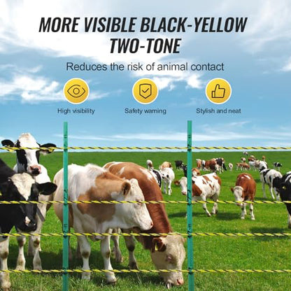 VEVOR Electric Fence Wire, 3366Ft 1026M Portable Polywire, 1/8" Diameter 6 Stainless Steel Strands for Reliable Conductivity and UV, Rust Resistance, Fencing Rope Line for Horse, Cattle, Livestock - size: 3366Ft 1026M, style: 1/8" Strands