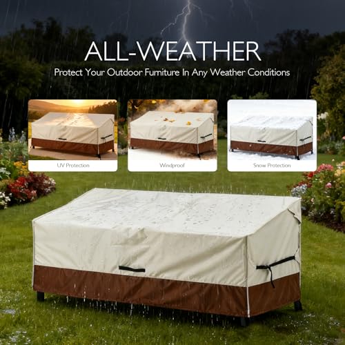 Patio Loveseat Cover Waterproof 420D Bench Cover, 90"x40"x33", 2pc - color: Brown-2pc, size: 90L x 40W x 33H inch