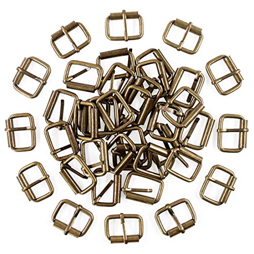 Swpeet 60Pcs 1 Inch / 25mm Heavy Duty Metal Ring Buckle Webbing Belts - color: Bronze, style: Metal Roller Buckles