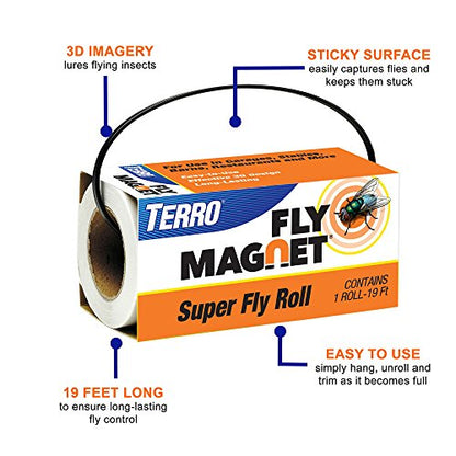 Terro T521 Super Fly Roll Magnet Fly Trap, White - size: 1 Pack