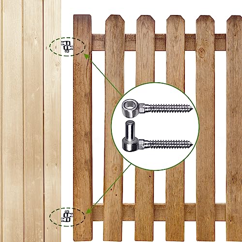 Insaga Cast 304 Stainless Steel Gate Hinges 2Pack Lag Screw Hinge for Farm M16 Hook and Eye Hinges, Partial Thread Gate Hinge Bolts for Wood Cattle Livestock Gate for Fence - color: M16 Hook and Eye Hinge-2Pair