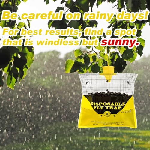 8 Pack Outdoor Fly Trap Bags Hanging - 8 * 30g Bait, Durable, Effective - size: 8 Pack