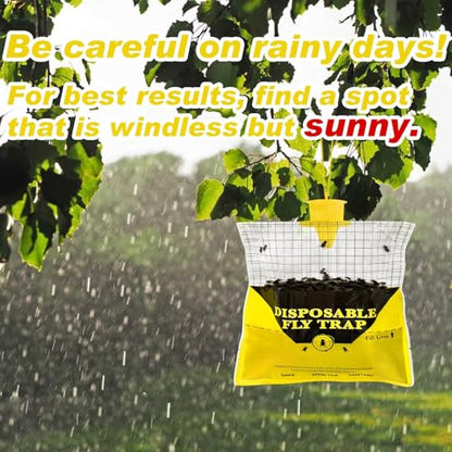8 Pack Outdoor Fly Trap Bags Hanging - 8 * 30g Bait, Durable, Effective - size: 8 Pack