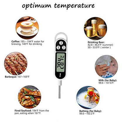 Digital Meat Food Thermometer for Cooking Kitchen BBQ, Probe Instant Read Thermometer with Long Probe for Candy Candle Milk Yogurt Deep Fry Roast Baking Temperature - size: 24.4 x 2.5 x 1.5 cm