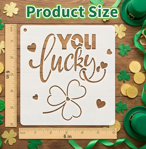 12 Pcs St Patricks Day Stencils for Painting, Lucky Signs and Cards 6 Inch - color: St. Patrick