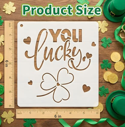 12 Pcs St Patricks Day Stencils for Painting, Lucky Signs and Cards 6 Inch - color: St. Patrick
