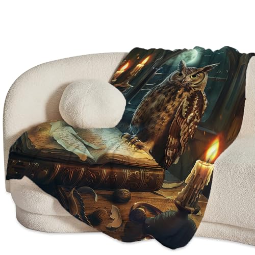 Owl Blanket Owls Book Lovers Gifts Throw for Women Girls 80"X60" - color: Owl Book, size: 80"x60"