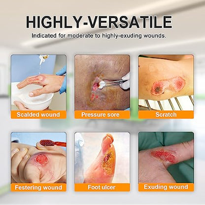 Carbou Silver Calcium Alginate Wound Dressing with Ag, 4"x4" Pads, 5 Pcses - size: Silver 4x4 In(Pack of 5)