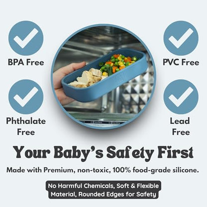 Baby Travel Feeding Set with Silicone Suction Plates, Dark Blue Small - color: Dark Blue