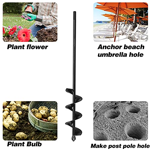 Auger Drill Bit for Planting Ruooson 1.9X14.5 in Garden AugerSpiral Easy Planter Rapid Planter Plant for 3/8" Hex Drive <1Pcs>. (1.9x14.5 in) - size: 1.9x14.5 IN