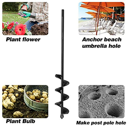 Auger Drill Bit for Planting Ruooson 1.9X14.5 in Garden AugerSpiral Easy Planter Rapid Planter Plant for 3/8" Hex Drive <1Pcs>. (1.9x14.5 in) - size: 1.9x14.5 IN