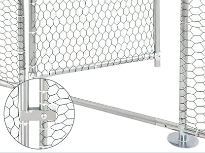Large Metal Chicken Coop Plastic-Dipped Hexagonal Galvanized Wire Net Cage,W/Removable Waterproof & Anti-Ultraviolet PE Cover,Duck Rabbit Sheep Outdoor House(10' L x 20' W x 6.56' H)