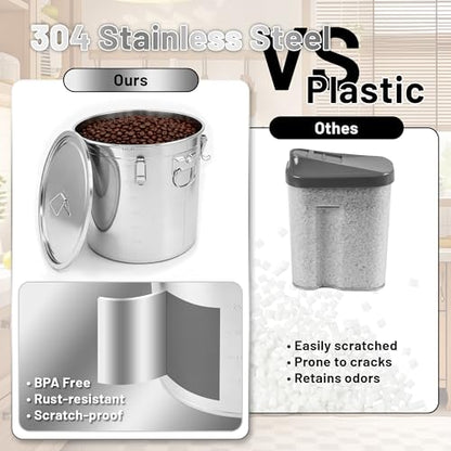 304 Stainless Steel Extra Large Rice Storage Container 12.7Gal/48L Airtight Canister with Locking Lid & Buckle, Food Grade Sealed Bucket Holds 40-90Lbs for Rice, Flour, Grain - size: 48L