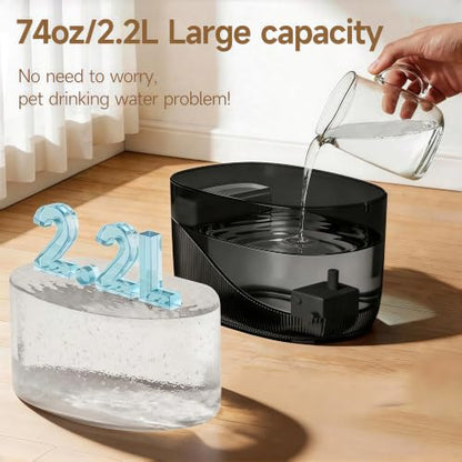 Cat Water Fountain, 74oz/2.2L, Automatic Pet Water Fountain Dual Flow Modes | Pet Water Fountain for Cats Inside, Cat Water Bowl Dispenser for Cats, Dogs, & Small Animals, with 4 Replacement Filters