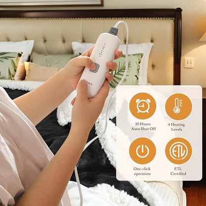 Electric Heated Blanket 62"×84" Twin Size, Sherpa & Smooth Cozy for Home, Office, Hotel, 4 Heating Levels & 10H Auto-Off, Full Body Warmth, Quick Heating, Parents's Gifts- Dark Gray - color: 01-dark Gray, size: Twin Size (62"x84")
