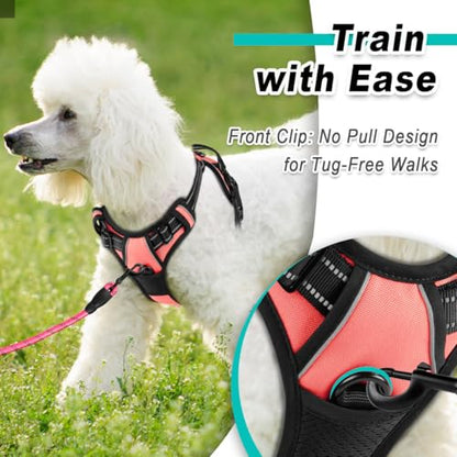 BARKBAY Dog Harness for Small Sized Dog No Pull 2 Leash Clips Dog Vest - color: Light Pink, size: X-Small