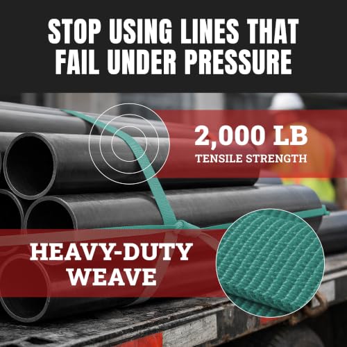 Cajun Tie Downs Pull Line — 3/4 Inch, 2,000 lb, Flat Polyester Pulling Tape, Conduit Wire Pulling, Made in USA, Turquoise, 100 ft - color: Turquoise, size: 3/4 Inch x 100 Feet (2000 lb)