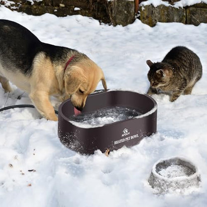 Heated Water Bowl for Dogs Cats Outdoor, 3.7L Thermostatic Heated Pet Bowl for Outside Dog Cat Chickens Duck Birds Waterer in Winter, Automatic Heated Dog Bowl Outdoor with Anti Chew Cord